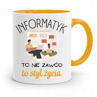 Kubek Żółty Informatyka Programisty To Styl Życia Z Nadrukiem Ze Zdjęciem