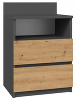 Stolik Nocny 2SZ z Półką 40 cm Antracyt MALWINA TS - 5 Kolorów