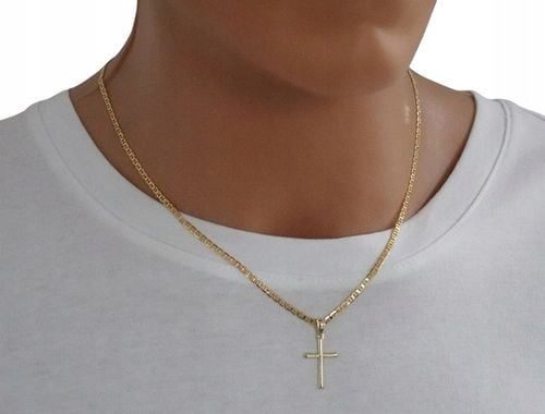 ZŁOTY PEŁNY ŁAŃCUSZEK MĘSKI Z KRZYŻYKIEM GUCCI PR. 925 585 + GRAWER GRATIS na Arena.pl