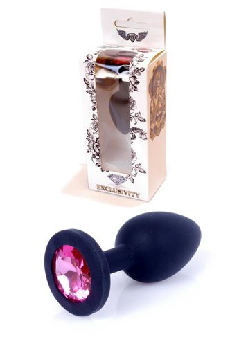 Plug-Jewellery Black Silicon PLUG Small- Pink Diamond na Arena.pl