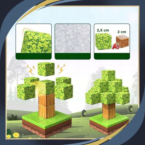 KLOCKI MAGNETYCZNE Sześciany Piksele Dla dzieci 200 KLOCKÓW + 2 LUDZIKI na Arena.pl