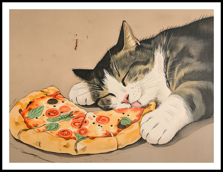 Plakat 100x75cm Pizza Dla Kota zdjęcie 3