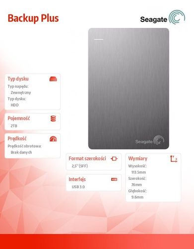 Seagate DYSK STDR2000201 2TB 2,5'' USB3.0 Backup Plus na Arena.pl