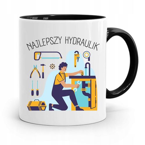 Kubek Czarny Prezent Dla Hydraulika Najlepszy Z Nadrukiem Ze Zdjęciem na Arena.pl