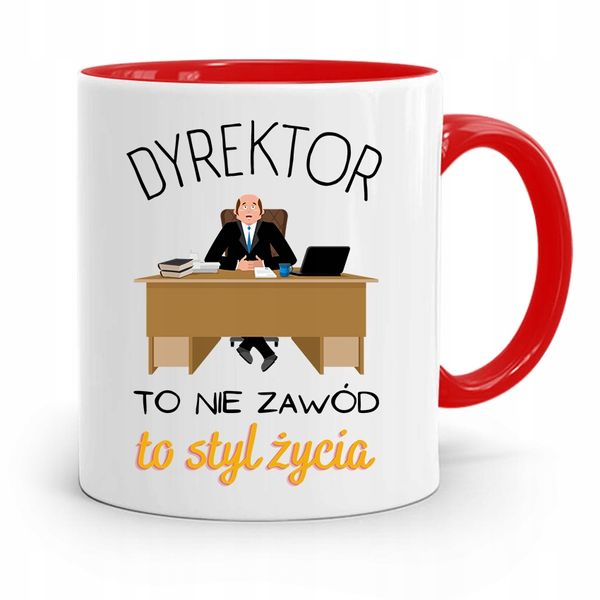 Dla Dyrektora Kubek Czerwony To Styl Życia Z Nadrukiem Ze Zdjęciem zdjęcie 1