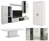 Zestaw Mebli Meblościanka + Komoda + Szafa 2-drzwiowa + Ława Denver Biały