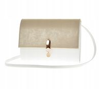 Laura Biaggi - torebka wizytowa biały mat złoty przetarcia klapka LA29