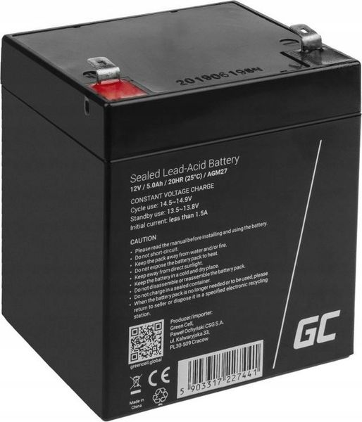 Green Cell Akumulator 12V/5Ah (AGM27) zdjęcie 1