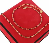 KOMPLET 2 CZ ZŁOTE KULKI CZARNE KORALIKI STAL