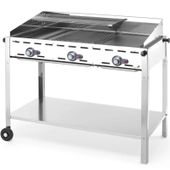 grill gazowy "green fire" 3 palniki 17,4kw z osłoną i półką - hendi 149591