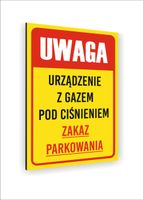 Tabliczka znak informacyjny dibond nadruk 40x30 UWAGA urządzenie z gazem