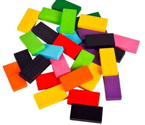 KLOCKI DOMINO KOLOROWE DREWNIANE EDUKACYJNE GRA ZRĘCZNOŚCIOWA 200 ELEMENTÓW na Arena.pl