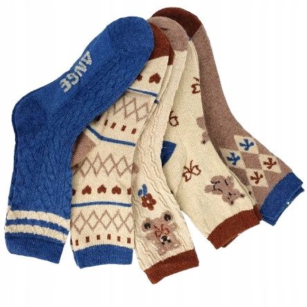 8x CIEPŁE WEŁNIANE SKARPETKI DAMSKIE KOLOROWE NATURALNE DŁUGIE ANGORA ZIMA na Arena.pl