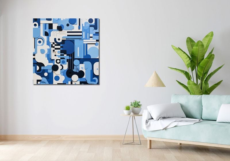 Obraz 90x90cm Niebieski Labirynt zdjęcie 2