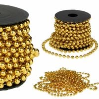 ŁAŃCUCH NA CHOINKĘ ZŁOTY STROIK KORALIKI GIRLANDA KORALIKOWA SZPULA 5M