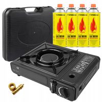 Turystyczna Gazowa Ceramiczna 2w1 Reduktor + 4 x Kartusz Tiross Gaz