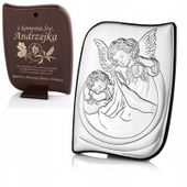 SREBRNY OBRAZEK ANIOŁ PREZENT na Komunię od chrzestnych dziadków + GRAWER