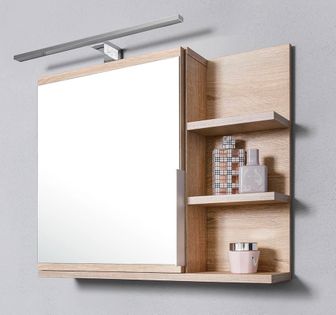 Szafka z lustrem, szafka łazienkowa, LED, dąb sonoma, wisząca