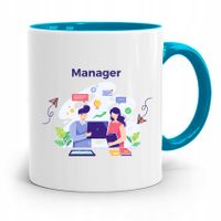 Dla Managera Menadżera Kubek Błękitny Prezent Z Nadrukiem Ze Zdjęciem