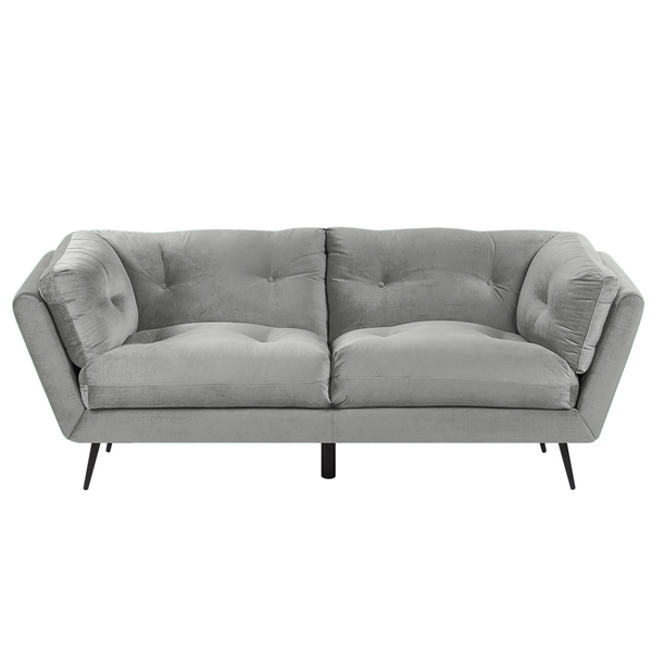 Sofa 3-osobowa welurowa szara LENVIK zdjęcie 1