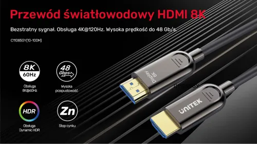 Unitek Kabel optyczny HDMI 2.1 AOC 8K 120Hz 30m na Arena.pl