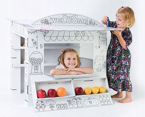 Duży Stragan Tekturowy Zabawa w sklep Pomysł na prezent dla dzieci na Arena.pl