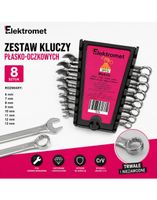 ZESTAW KLUCZY WARSZTATOWYCH PŁASKO-OCZKOWYCH 6-13 mm 8 SZT