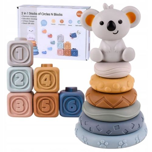 Klocki Sensoryczne Miękkie Gumowe Kreatywne Gryzaki Zestaw Wieża dla Dzieci na Arena.pl