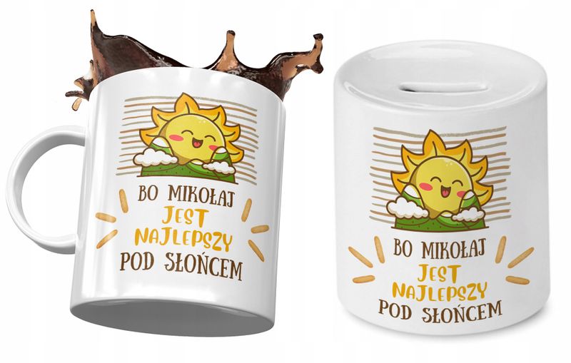 Dla Mikołaja Zestaw Kubek + Skarbonka Na Prezent Z Nadrukiem Ze Zdjęciem zdjęcie 1