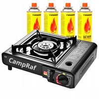 CampRaf KUCHENKA TURYSTYCZNA GAZOWA NA KARTUSZE + 4 GAZ KARTUSZ SUPER