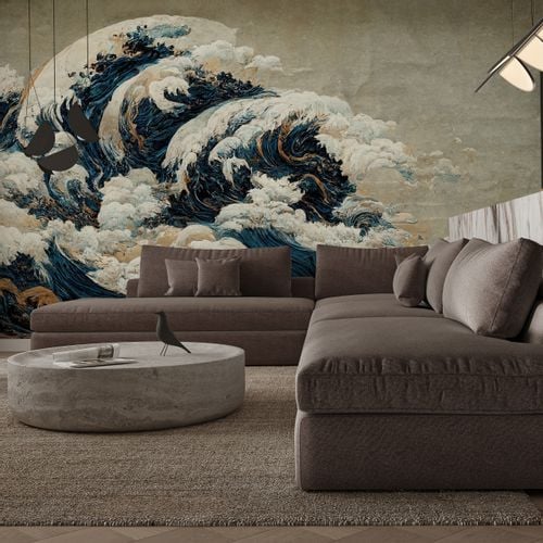 Fototapeta OCEAN Fale Japoński Styl Retro 180cm x 120cm na Arena.pl