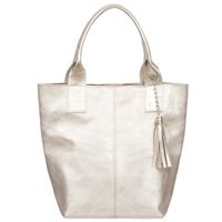 VERA PELLE torebka skórzana shopper z długimi rączkami V547 złota