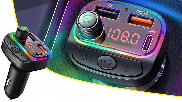 Transmiter bluetooth samochodowy FM USB szybka ładowarka samochodowa zdjęcie 3