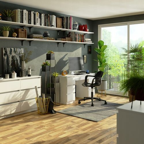 BIURKO KOMPUTEROWE 130CM 7 SZUFLAD BIAŁE BIAŁY DUŻE na Arena.pl