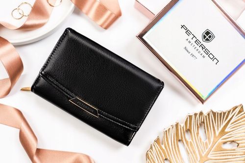 PETERSON portfel damski poziomy RFID STOP portmonetka na zatrzask czarny na Arena.pl
