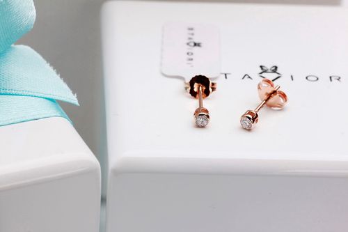 kolczyki z różowego złota z brylantami - krd2556 na Arena.pl