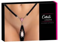 cottelli lingerie string z ozdobnym kryształem i łańcuszkami s-l