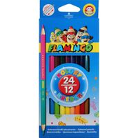 kredki ołówkowe dwustronne sześciokątne 12/24 flamingo