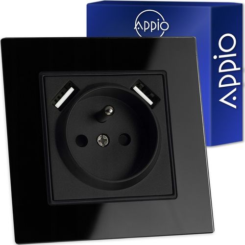 Kontakt GNIAZDO ELEKTRYCZNE Z BOLCEM szklane POJEDYNCZE CZARNE 2x USB FI60 na Arena.pl