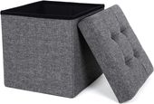 Pufa z pojemnikiem ciemnoszara 38x38 cm kwadratowa składana organizer