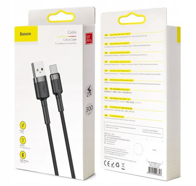 BASEUS MOCNY KABEL USB USB-C TYP-C PRZEWÓD OPLOT QUICK CHARGE 3.0 2A 3M zdjęcie 3
