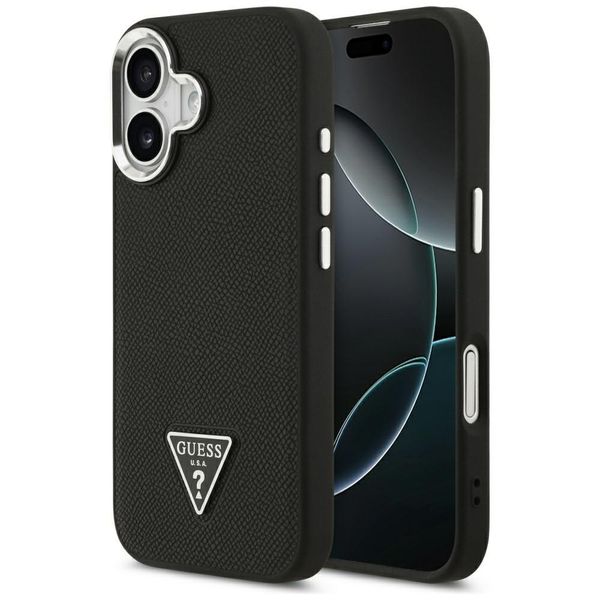 Etui Guess Grained Triangle Logo MagSafe do iPhone 17 czarny zdjęcie 1
