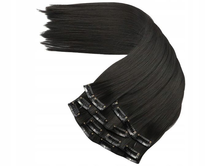 DOCZEPIANE WŁOSY Clip In Jak Naturalne Dopinki Proste Długie 6 Taśm 60 cm zdjęcie 10