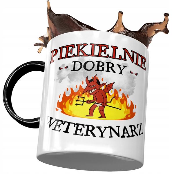 Kubek Czarny Dla Weterynarza Piekielnie Dobry Z Nadrukiem Ze Zdjęciem zdjęcie 1