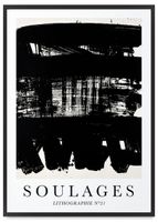 Plakat abstrakcja czarnobiała soulages 21x30 cm w czarnej ramie