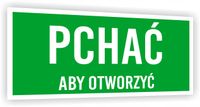 Tabliczka ewakuacyjna informacyjne z nadrukiem 20x10 cm Pchać Znak