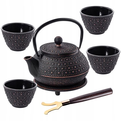 KADAX Czajnik Czarny 800ml Imbryk Żeliwny Do Herbaty Dzbanek + 4 Czarki na Arena.pl