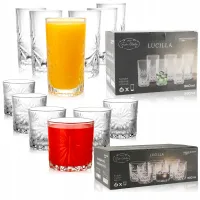 SZKLANKI DO NAPOJÓW NISKIE I WYSOKIE UNIWERSALNE GRUBE SZKŁO ZESTAW 12 SZT