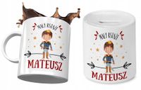 Dla Mateusza Zestaw Kubek + Skarbonka Dla Dziecka Z Nadrukiem Ze Zdjęciem