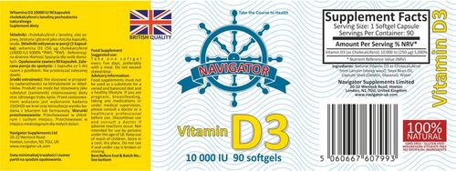 WITAMINA D3 10000 j.m. 90 kapsułek miękkich Navigator na Arena.pl